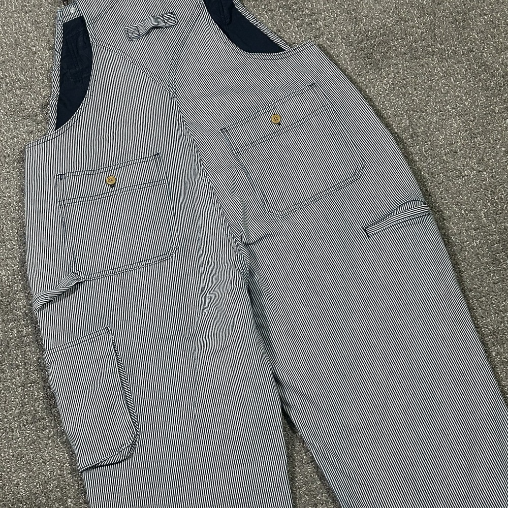 Duluth Trading Rootstock Gardening Overalls Women's M x31 Blue Railroad Stripe - Picture 10 of 12